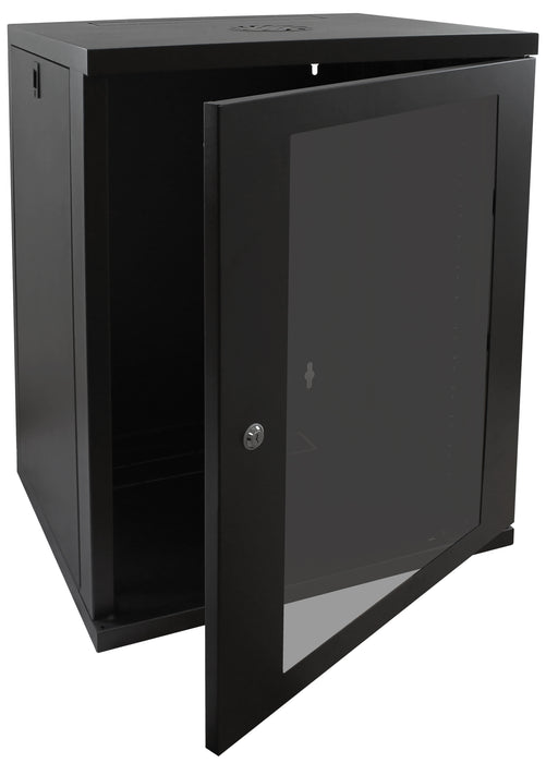 6u to 18u 19" 450mm Deep Black Wall Mounted Data Cabinet