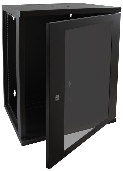 6u to 18u 19" 450mm Deep Black Wall Mounted Data Cabinet