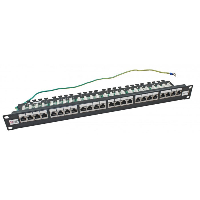 24 Port Cat6a FTP Shielded 20/20 Right Angled Patch Panel