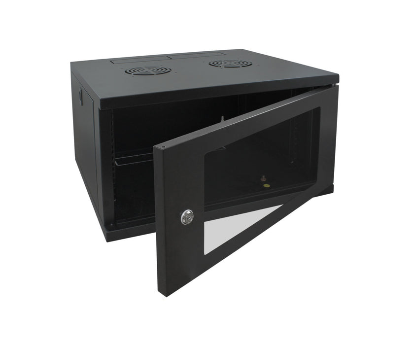 6u to 18u 19" 450mm Deep Black Wall Mounted Data Cabinet