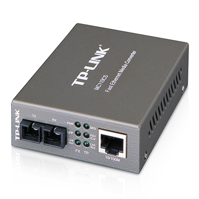 TP-LINK MC110CS Media Converter (10/100 Ethernet to 100BASE-FX Singlemode Fibre, SC Connector)