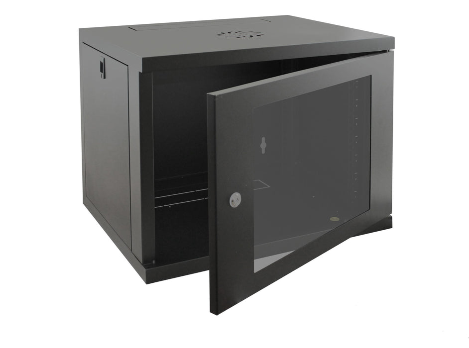 6u to 18u 19" 450mm Deep Black Wall Mounted Data Cabinet